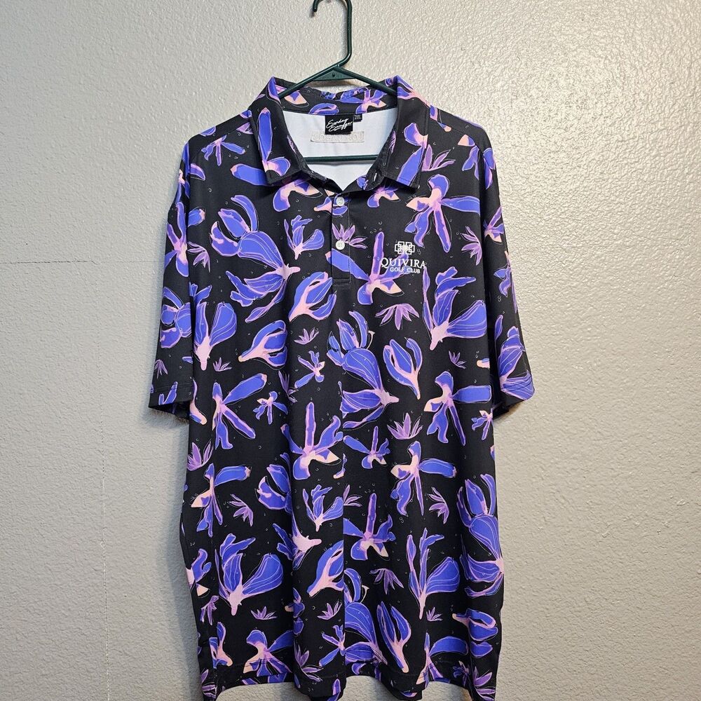 Sunday Swagger Mens Polo Shirt 2XL Vibrant Floral Golf Performance Quivira AA429